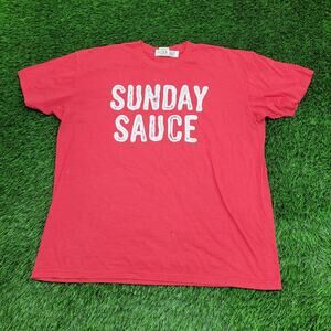 Vintage 90s Funny Sunday Sauce Shirt Women 2XL 24x28 Red USA Baggy